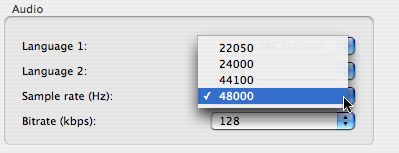 [Handbrake sample rate menu]