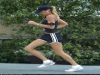 Gisele Bundchen, la supermodelo, protagonista de los últimos anuncios de Apple, haciendo footing con su iPod en el brazo.
